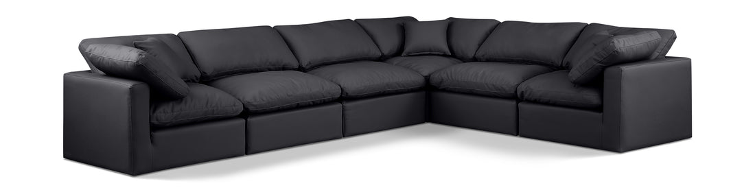 Indulge Black Vegan Leather Modular Sectional