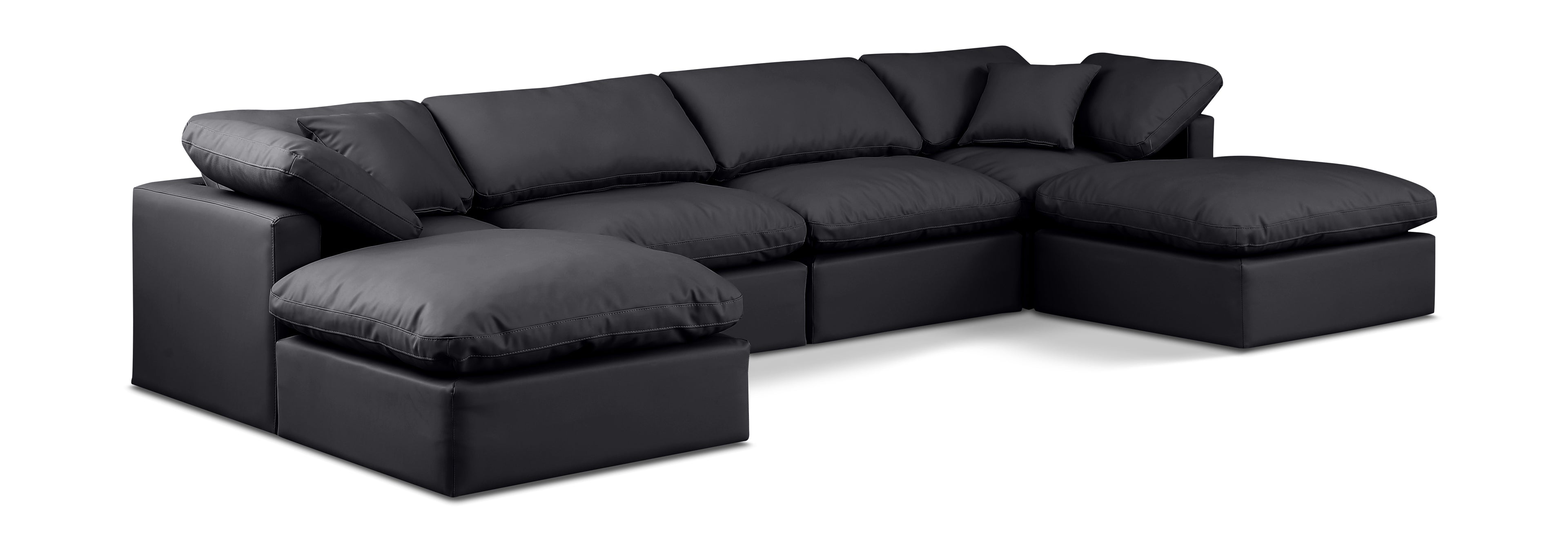 Indulge Black Vegan Leather Modular Sectional