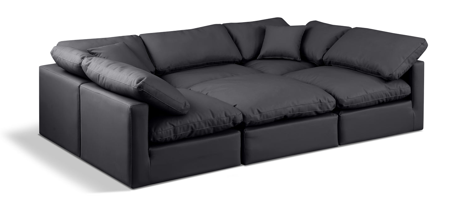 Indulge Black Vegan Leather Modular Sectional