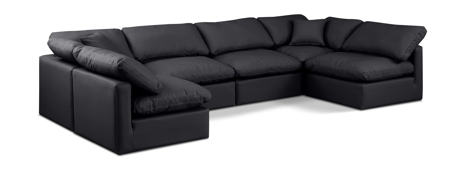 Indulge Black Vegan Leather Modular Sectional