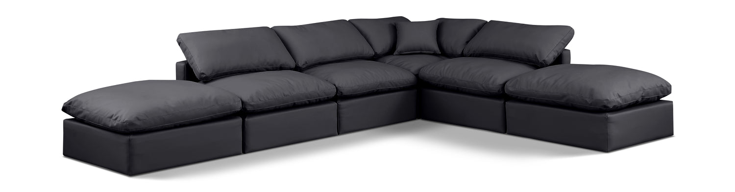 Indulge Black Vegan Leather Modular Sectional