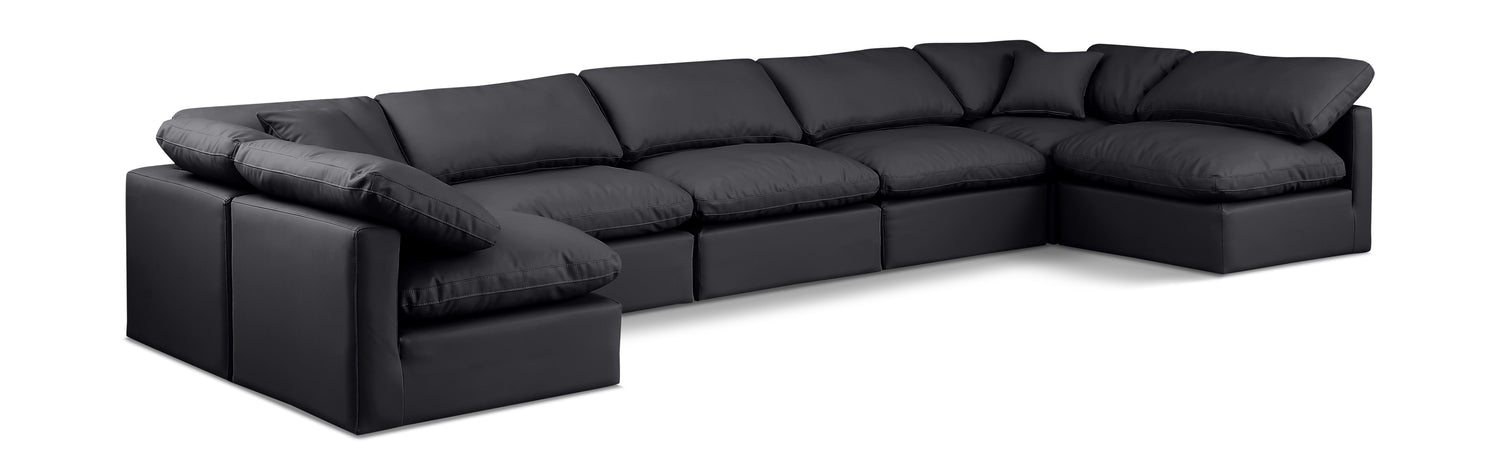 Indulge Black Vegan Leather Modular Sectional