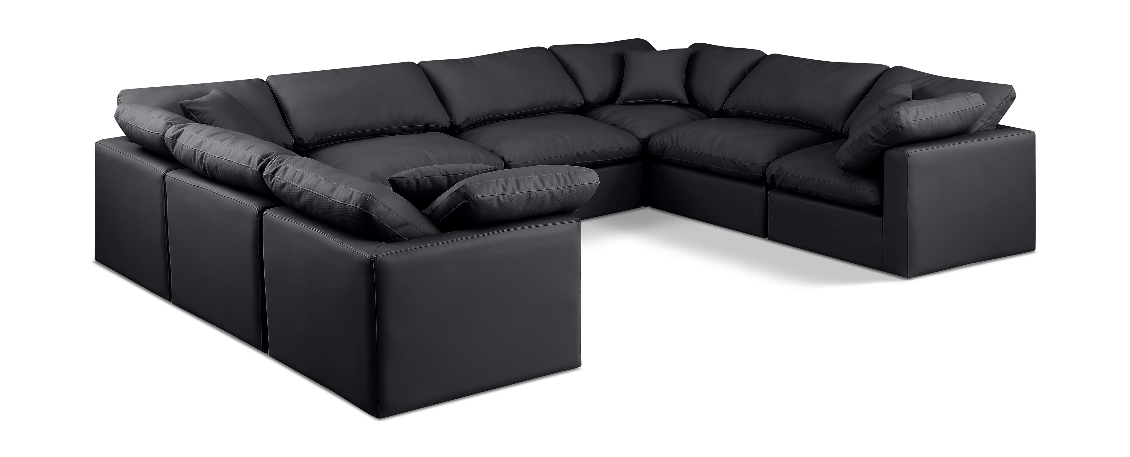 Indulge Black Vegan Leather Modular Sectional