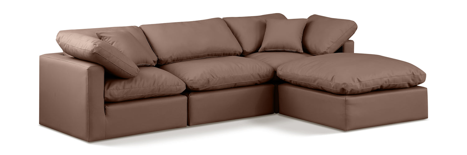 Indulge Brown Vegan Leather Modular Sectional