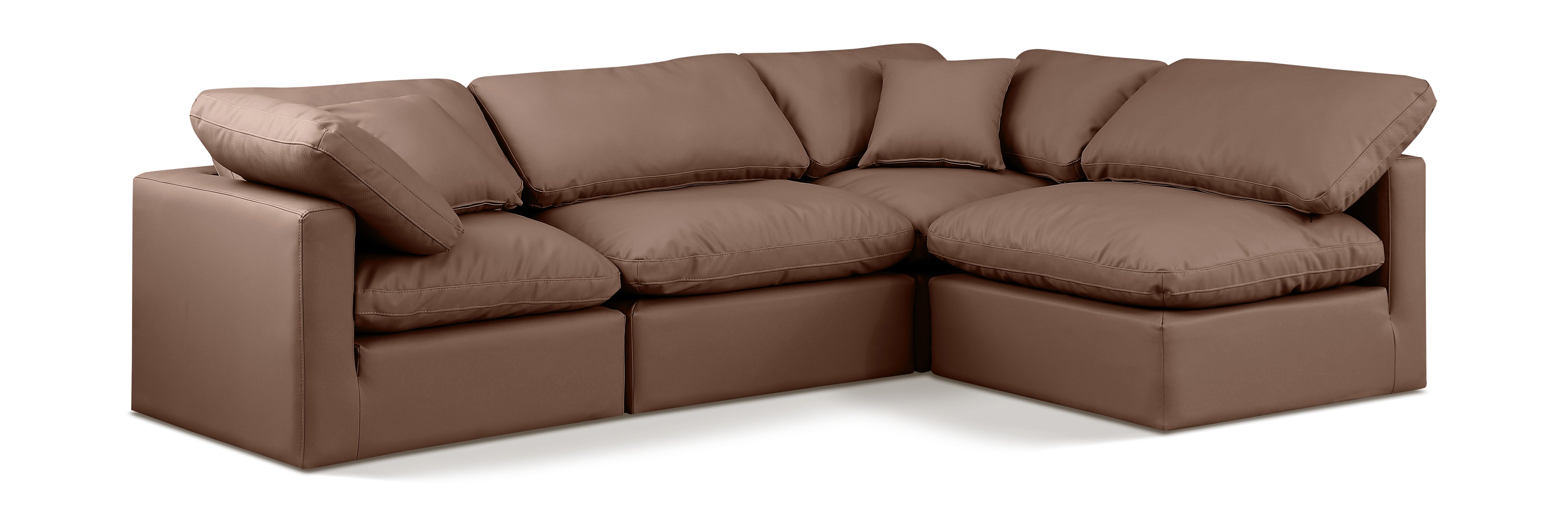 Indulge Brown Vegan Leather Modular Sectional