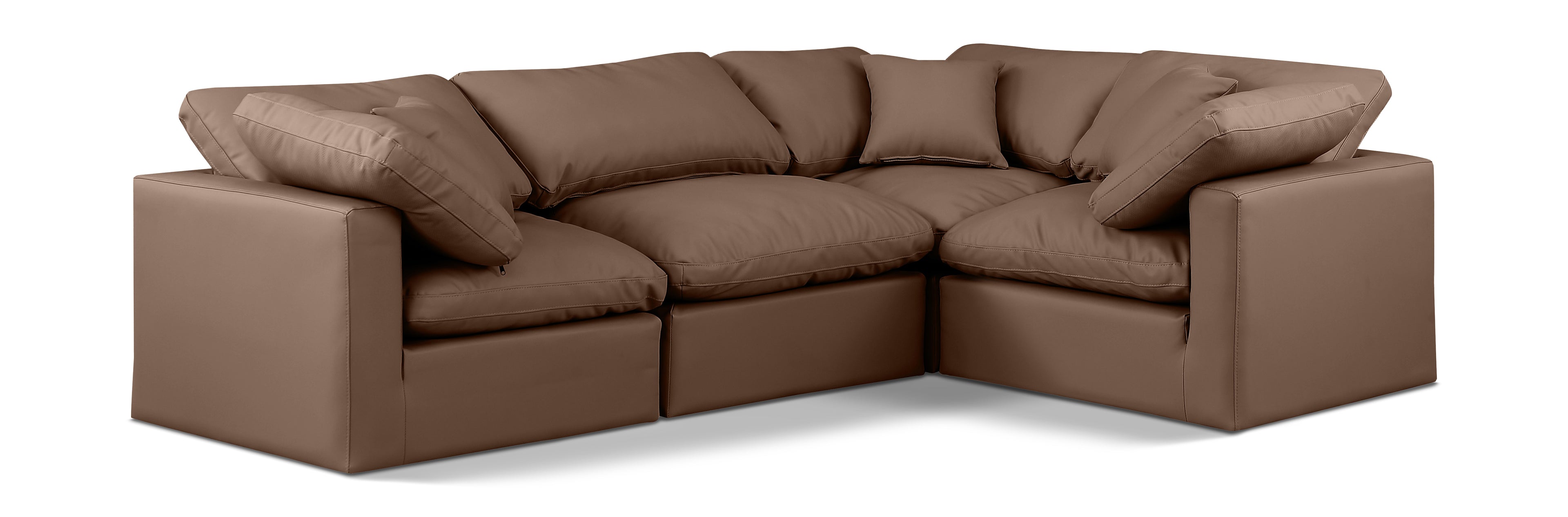 Indulge Brown Vegan Leather Modular Sectional