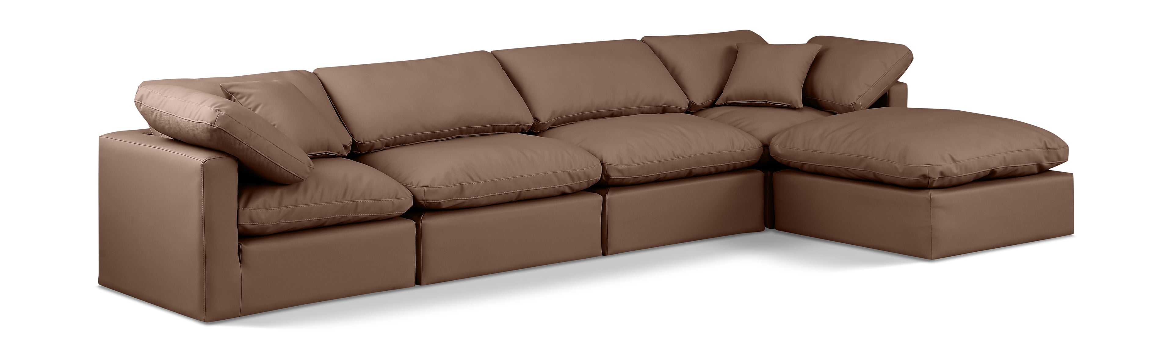 Indulge Brown Vegan Leather Modular Sectional