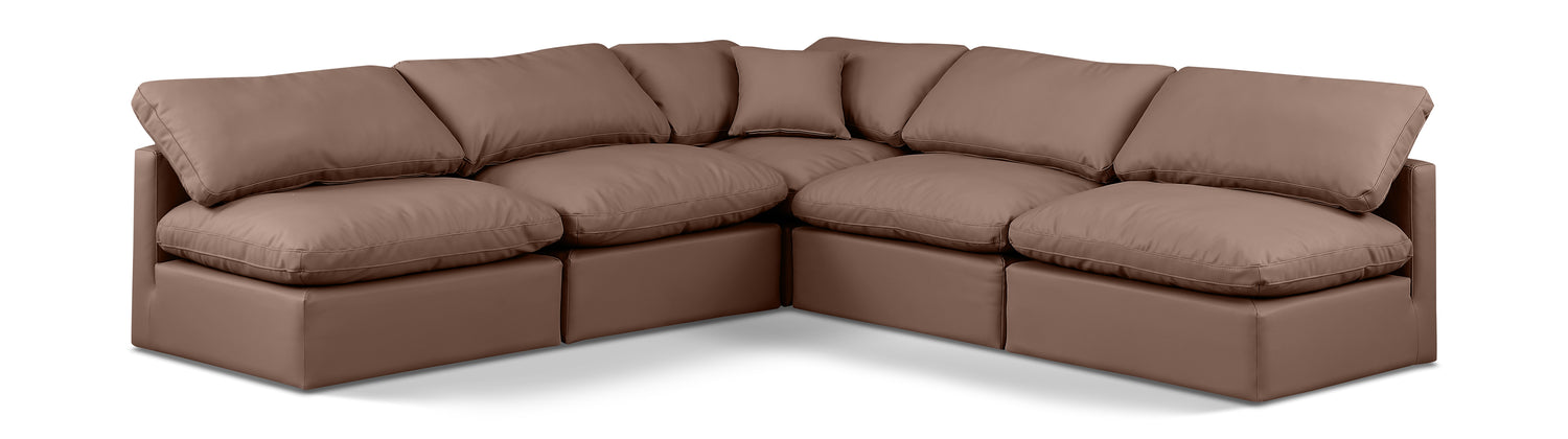 Indulge Brown Vegan Leather Modular Sectional