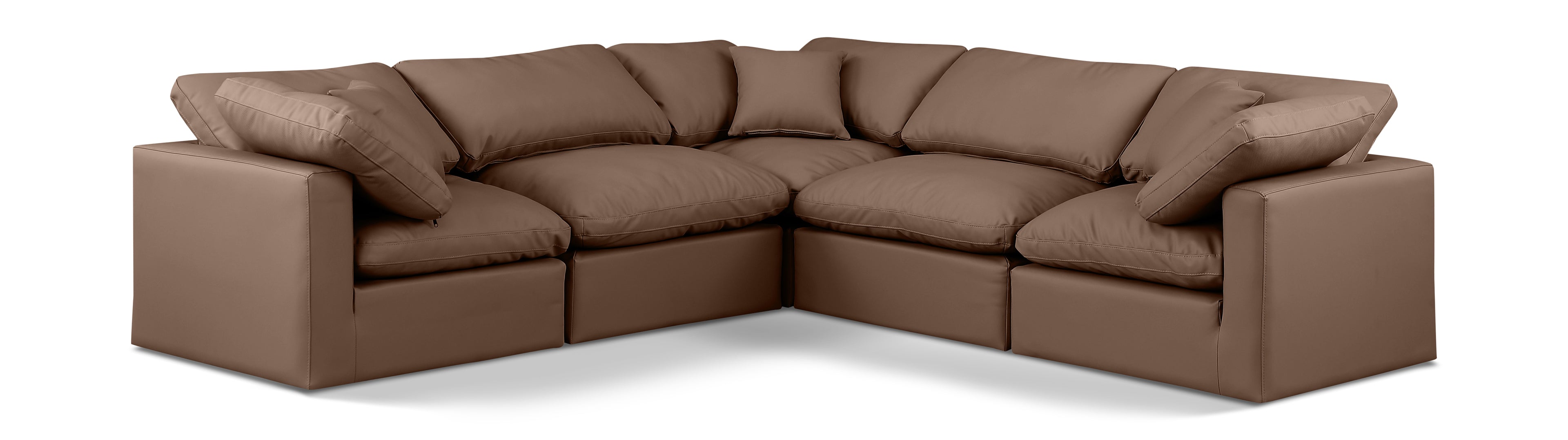 Indulge Brown Vegan Leather Modular Sectional