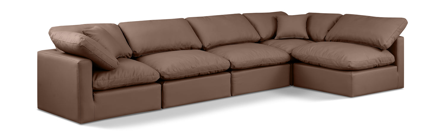 Indulge Brown Vegan Leather Modular Sectional