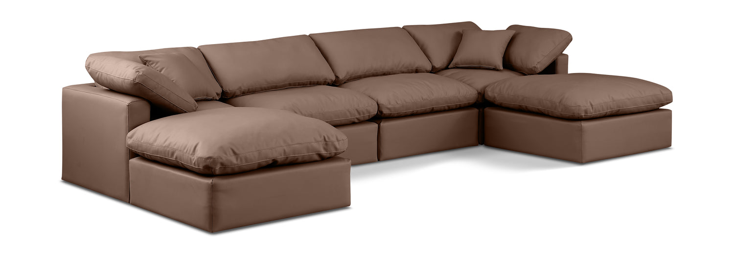 Indulge Brown Vegan Leather Modular Sectional