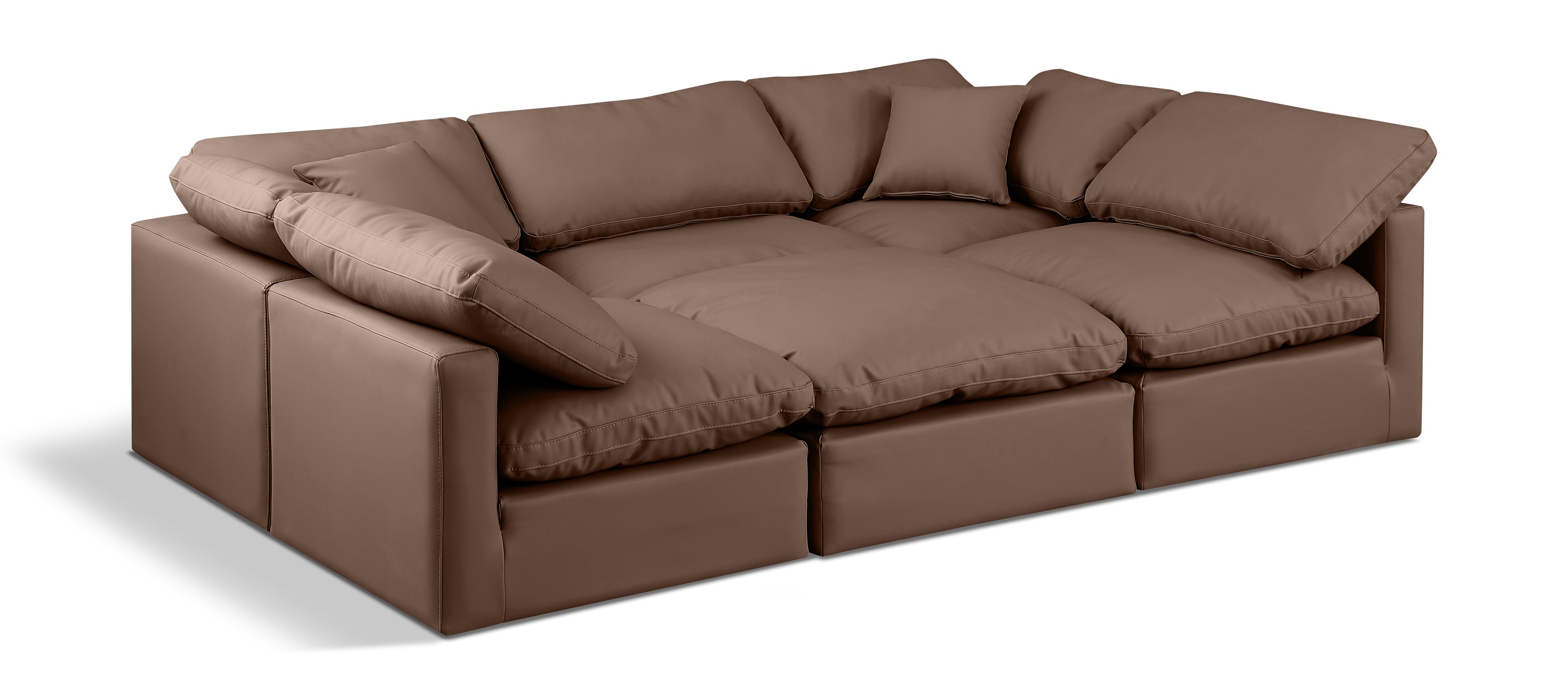 Indulge Brown Vegan Leather Modular Sectional