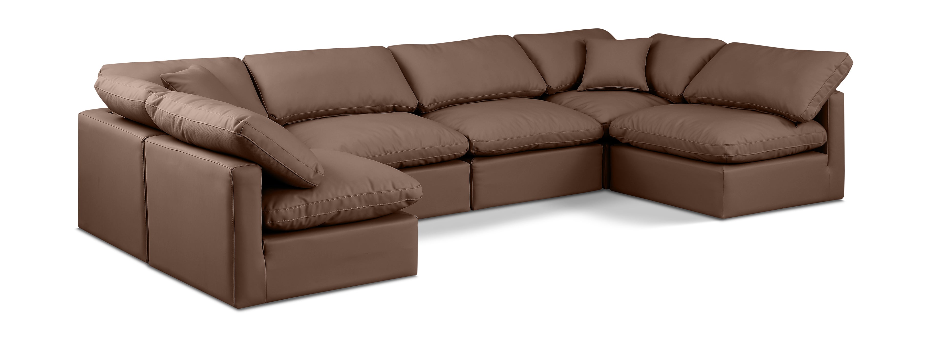 Indulge Brown Vegan Leather Modular Sectional