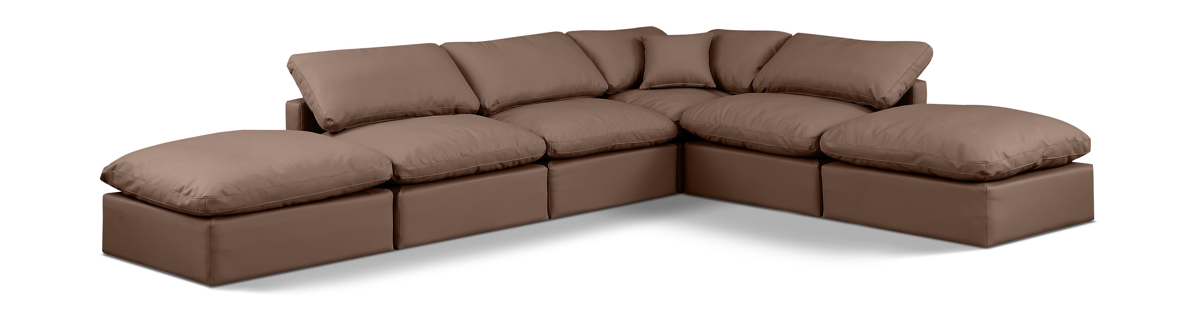 Indulge Brown Vegan Leather Modular Sectional