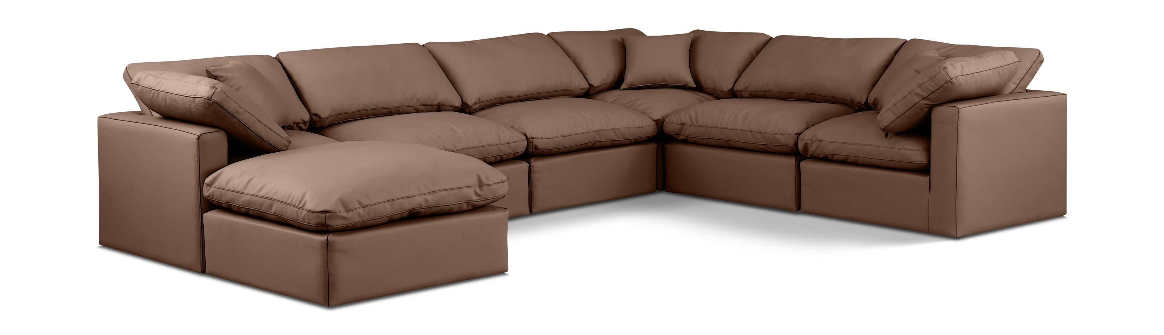 Indulge Brown Vegan Leather Modular Sectional