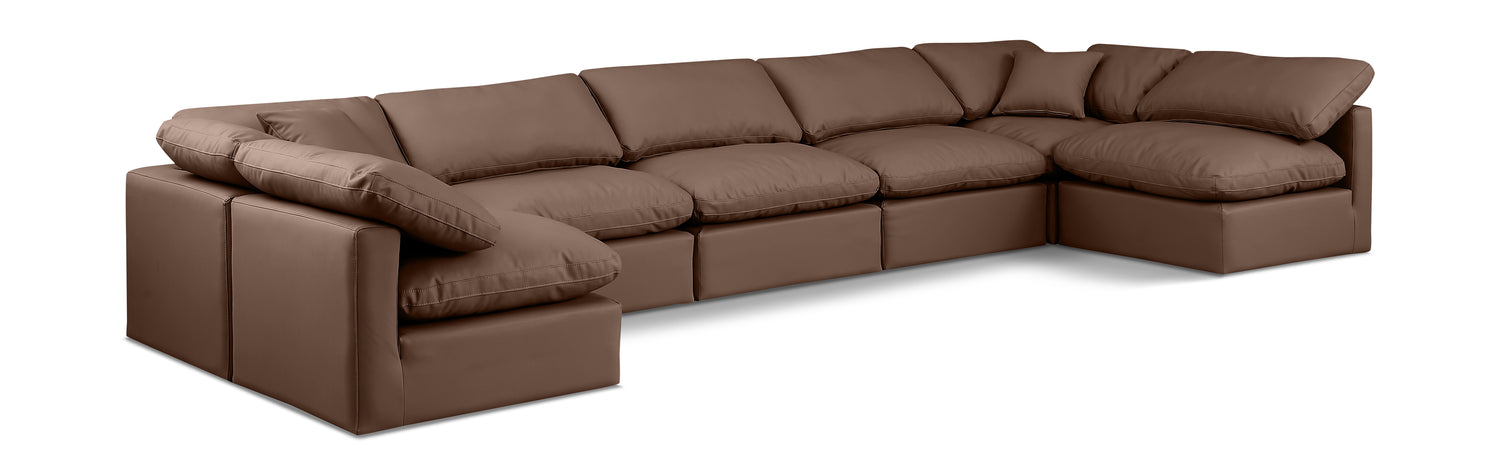 Indulge Brown Vegan Leather Modular Sectional