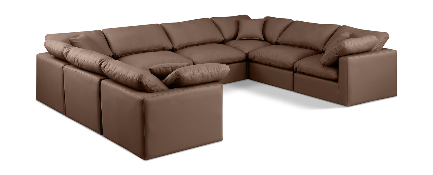 Indulge Brown Vegan Leather Modular Sectional