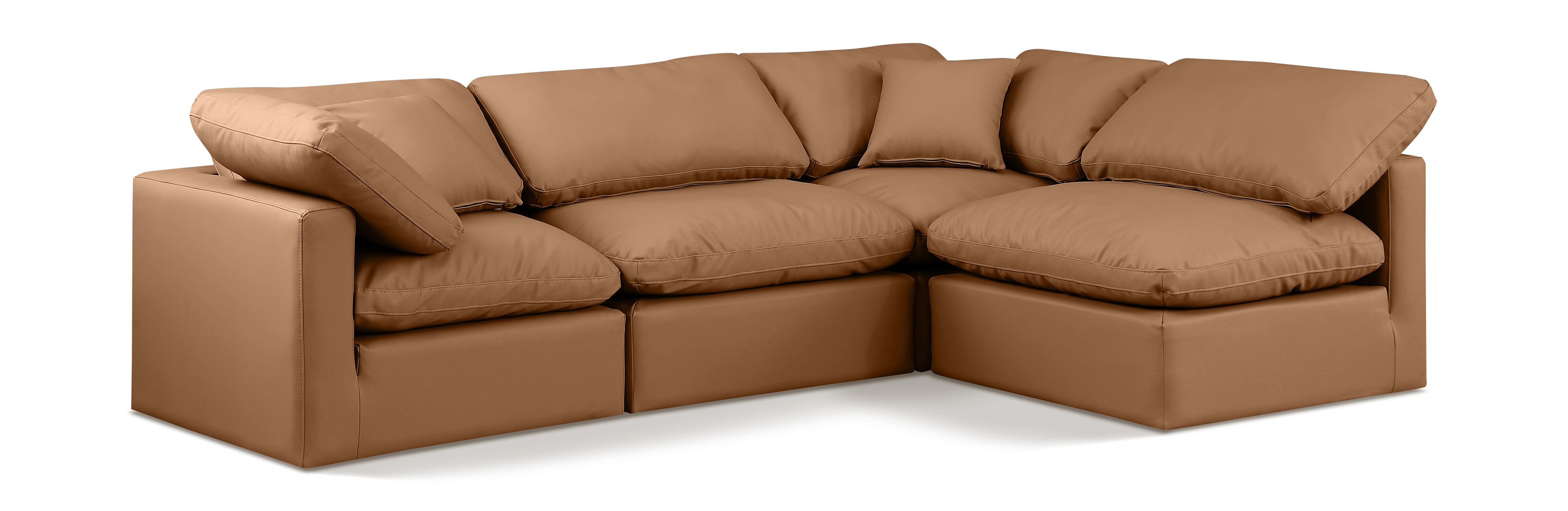 Indulge Cognac Vegan Leather Modular Sectional