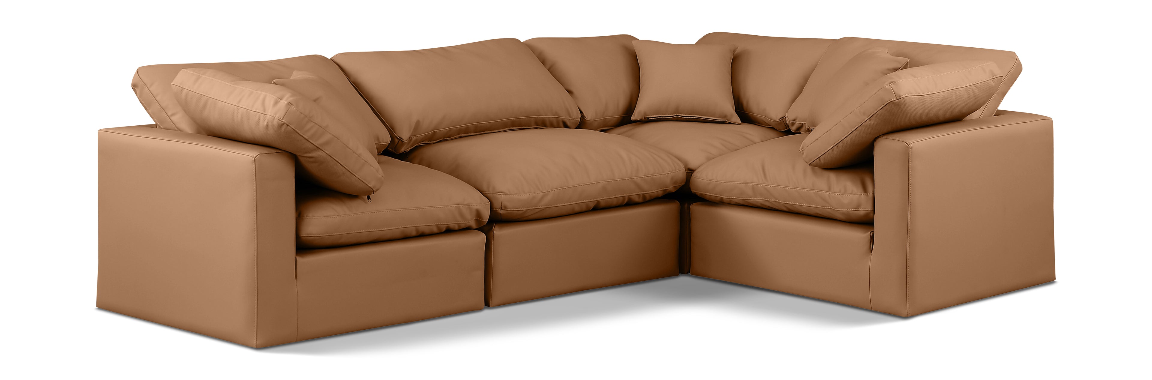 Indulge Cognac Vegan Leather Modular Sectional