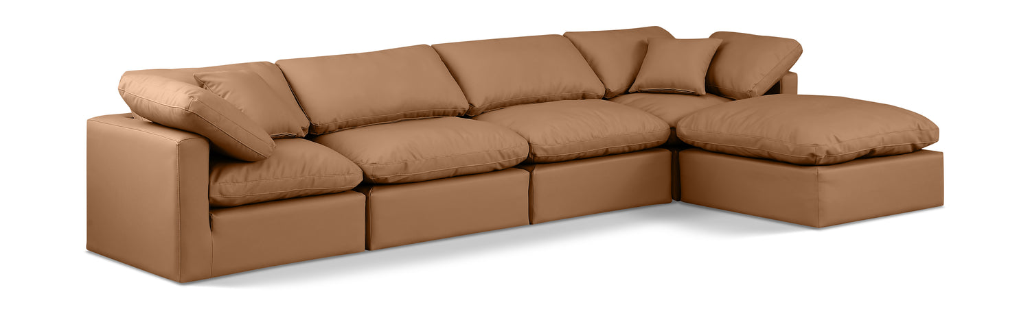 Indulge Cognac Vegan Leather Modular Sectional