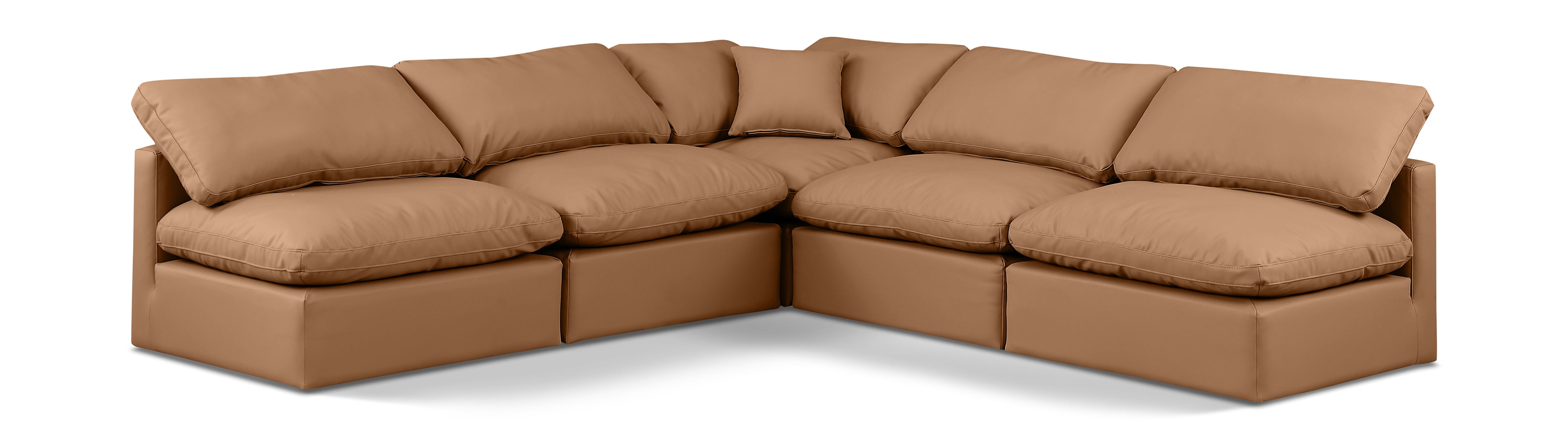 Indulge Cognac Vegan Leather Modular Sectional