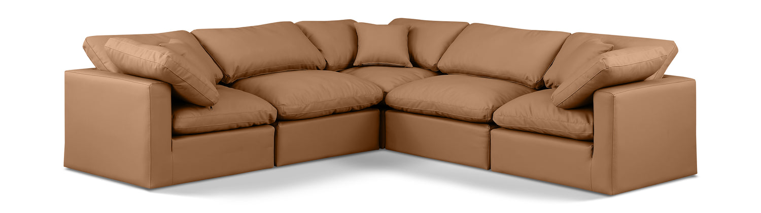 Indulge Cognac Vegan Leather Modular Sectional