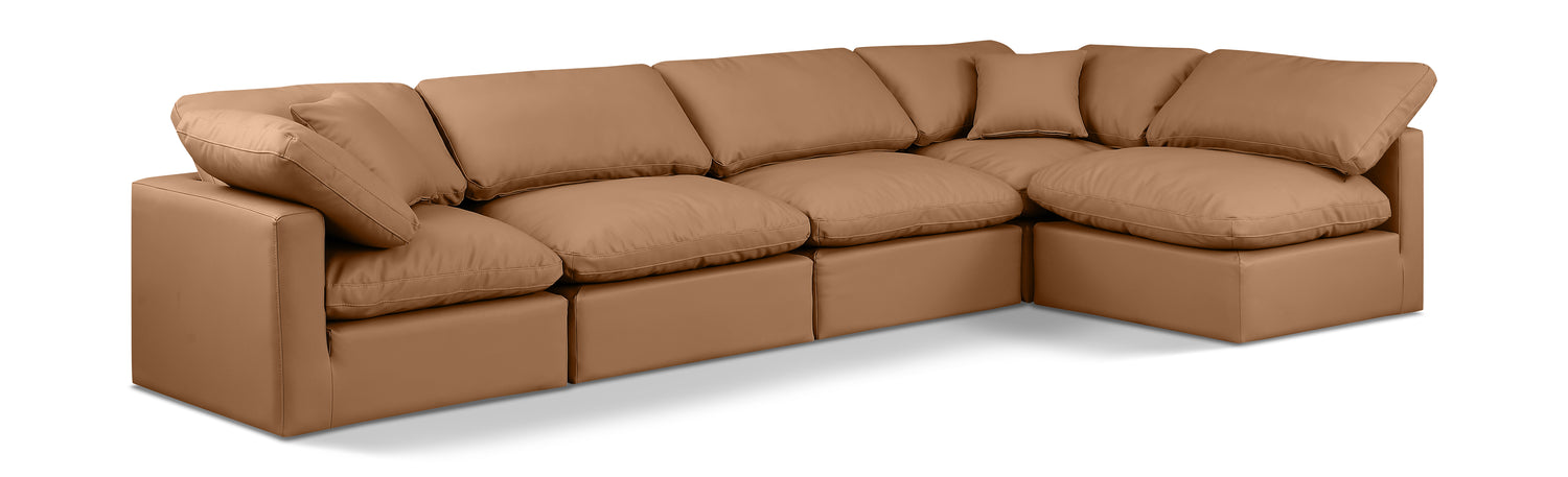 Indulge Cognac Vegan Leather Modular Sectional