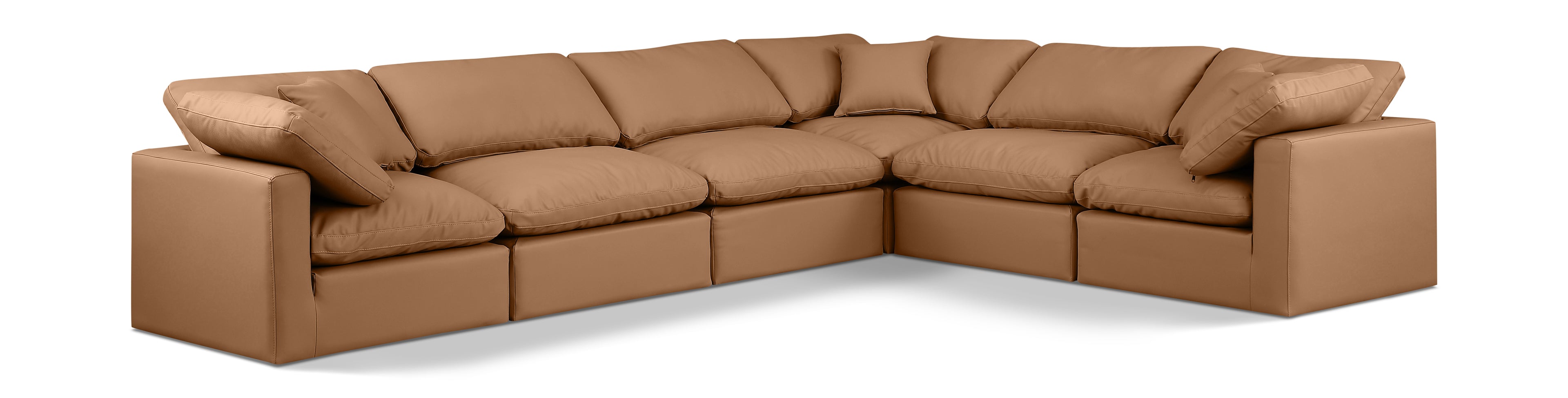 Indulge Cognac Vegan Leather Modular Sectional