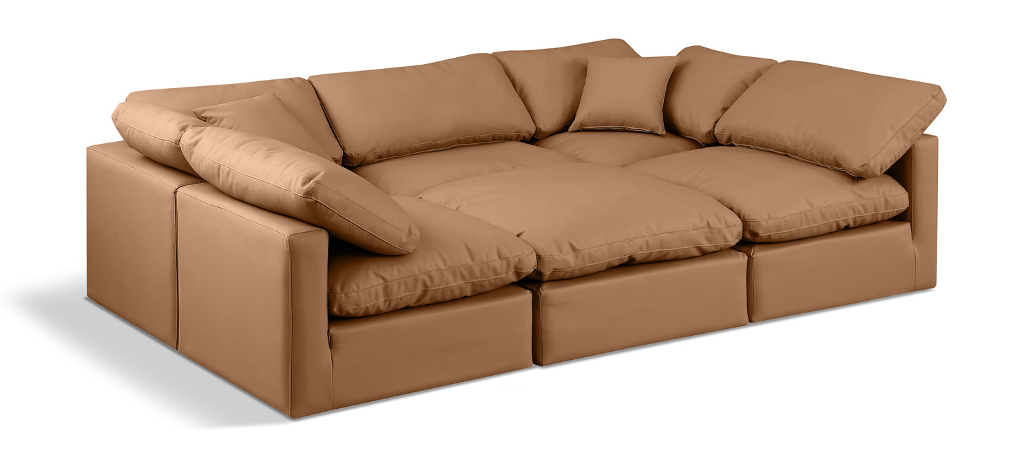 Indulge Cognac Vegan Leather Modular Sectional