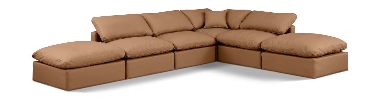 Indulge Cognac Vegan Leather Modular Sectional