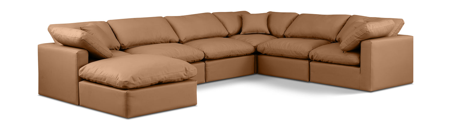 Indulge Cognac Vegan Leather Modular Sectional