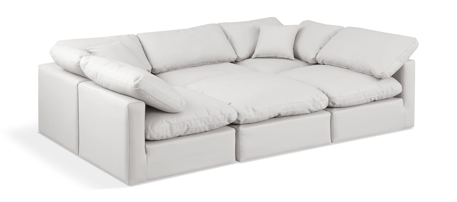 Indulge Cream Vegan Leather Modular Sectional