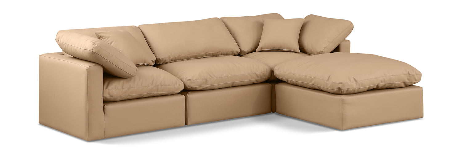 Indulge Tan Vegan Leather Modular Sectional