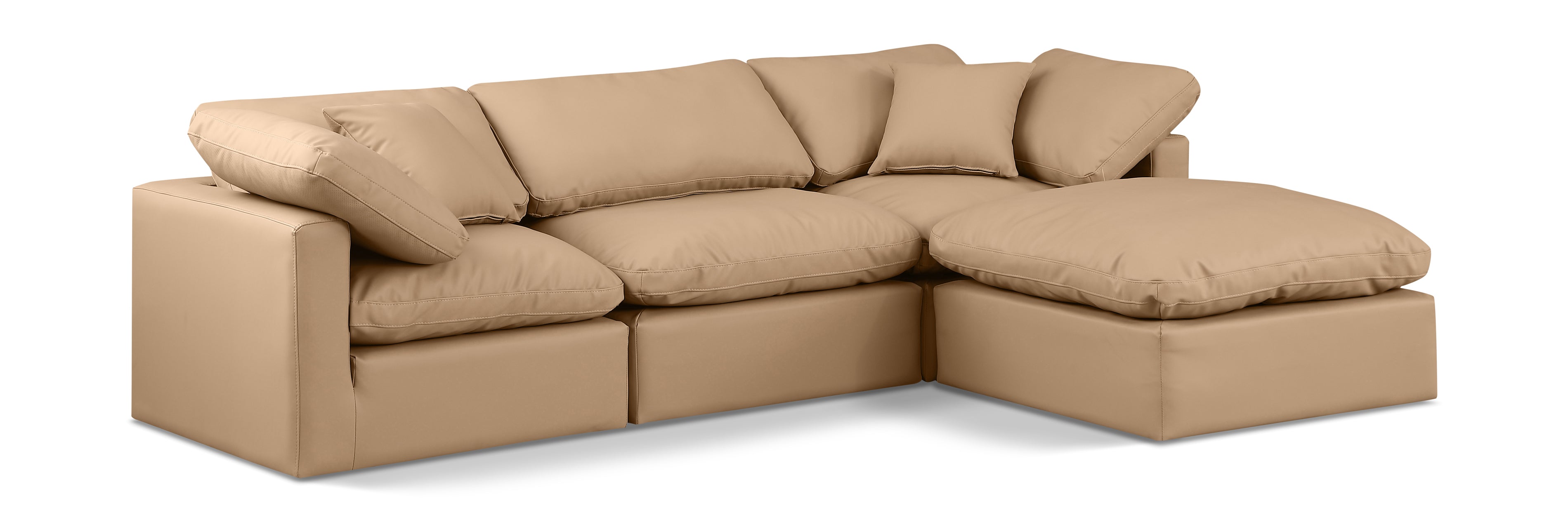 Indulge Tan Vegan Leather Modular Sectional