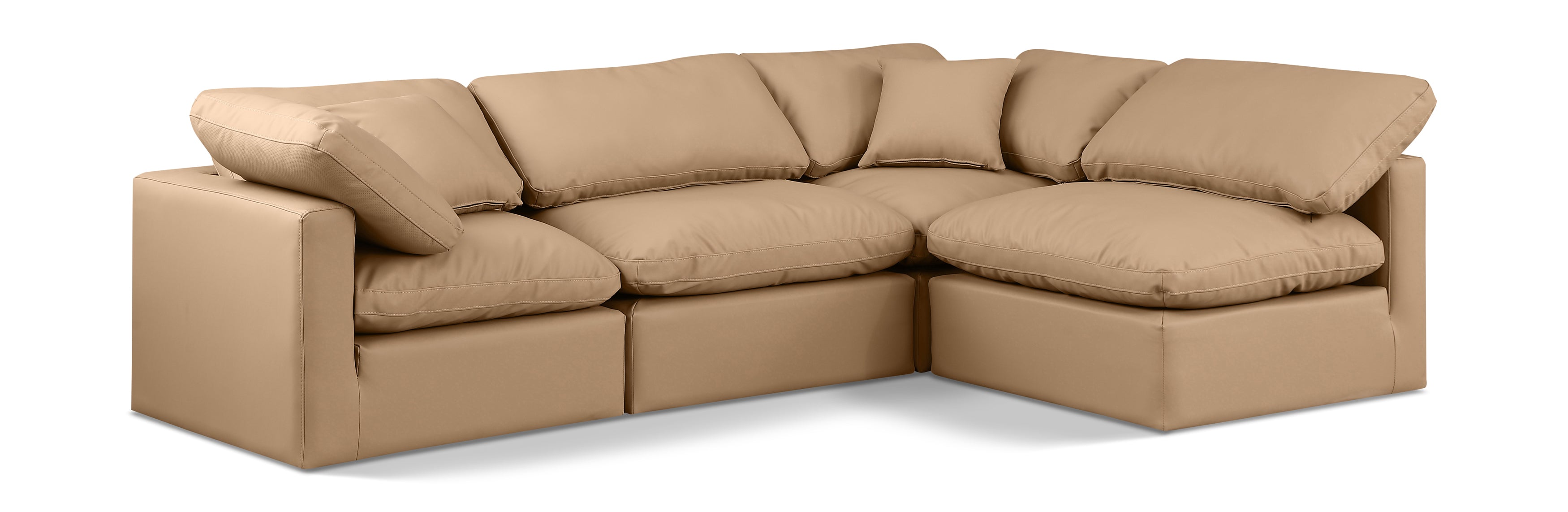 Indulge Tan Vegan Leather Modular Sectional