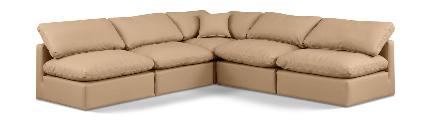 Indulge Tan Vegan Leather Modular Sectional