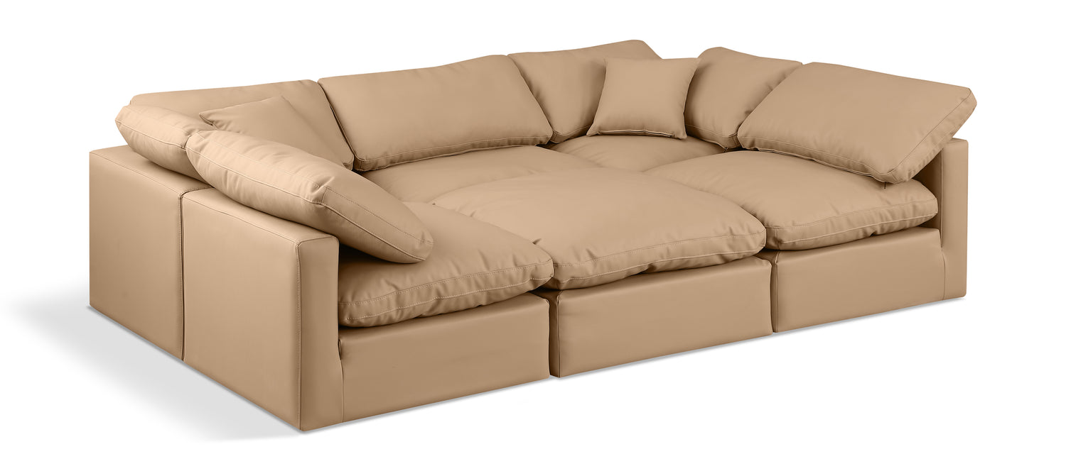 Indulge Tan Vegan Leather Modular Sectional