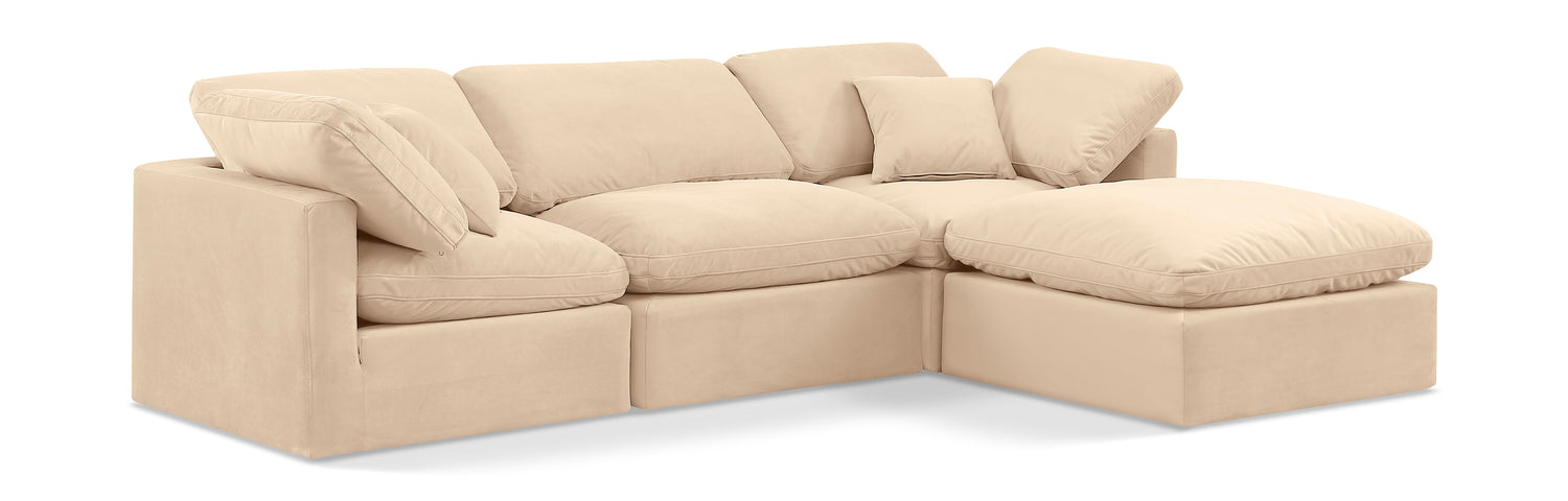 Indulge Beige Velvet Modular Sectional