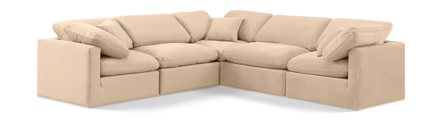 Indulge Beige Velvet Modular Sectional