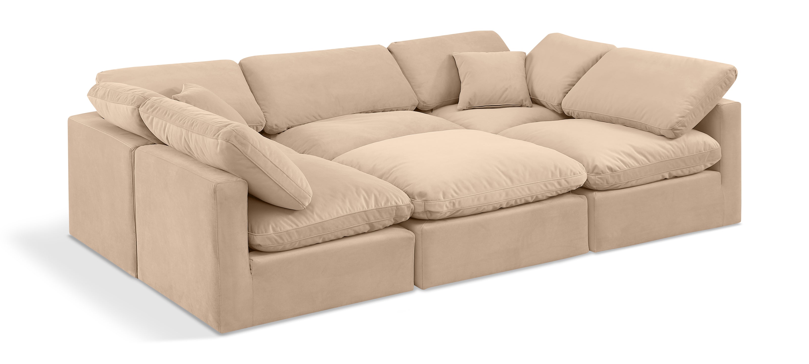 Indulge Beige Velvet Modular Sectional