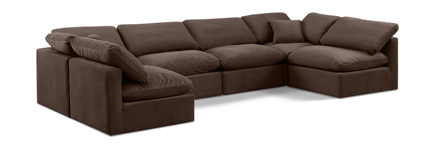 Indulge Brown Velvet Modular Sectional