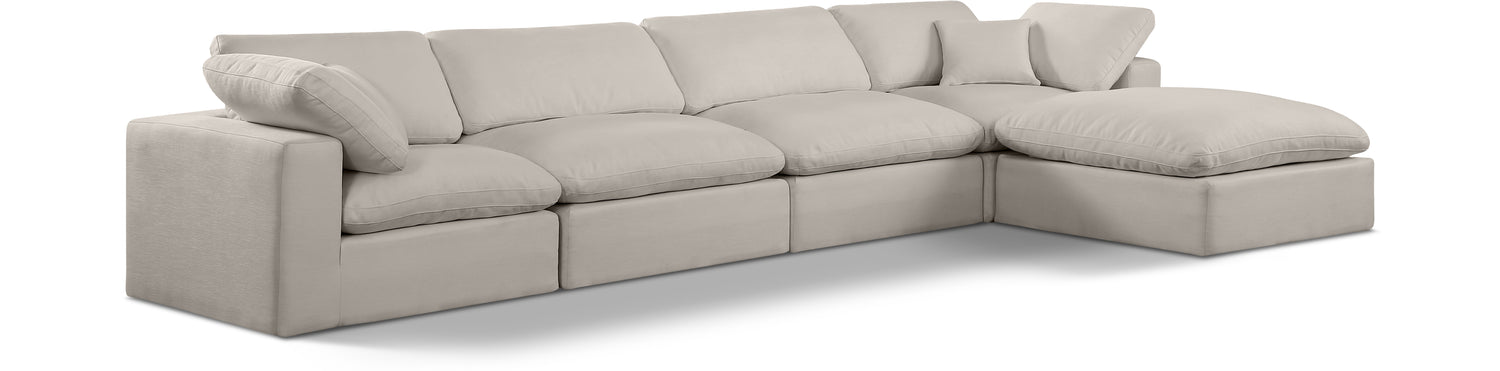 Comfy Beige Linen Textured Fabric Modular Sectional