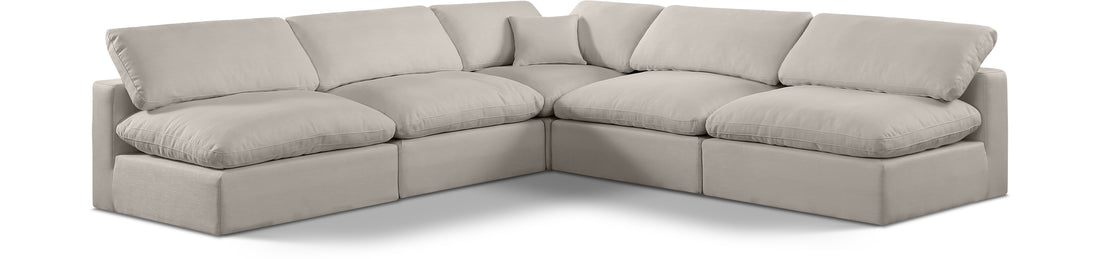 Comfy Beige Linen Textured Fabric Modular Sectional