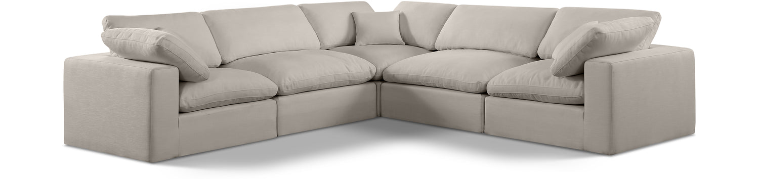 Comfy Beige Linen Textured Fabric Modular Sectional