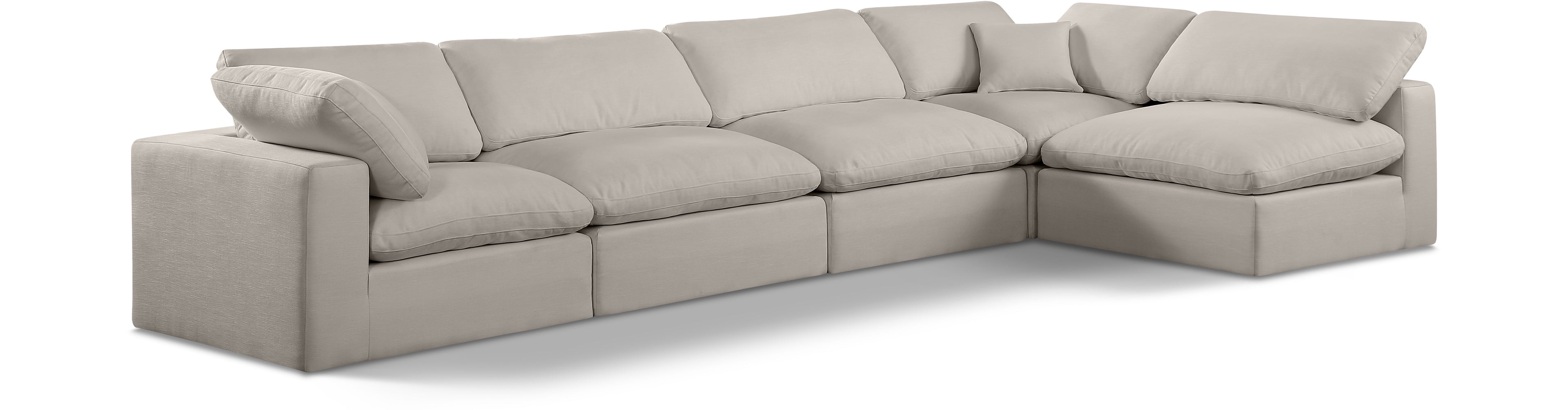 Comfy Beige Linen Textured Fabric Modular Sectional