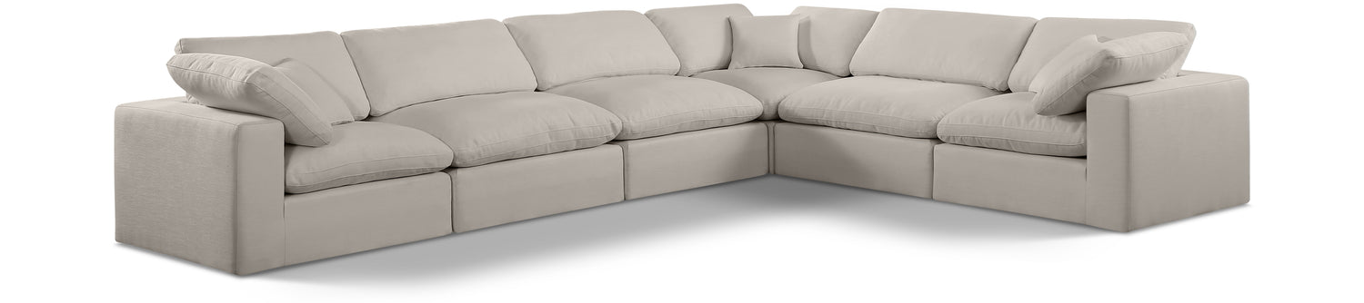 Comfy Beige Linen Textured Fabric Modular Sectional