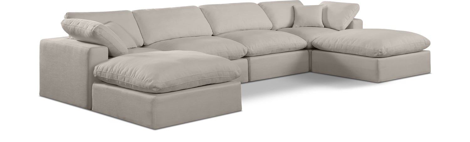 Comfy Beige Linen Textured Fabric Modular Sectional