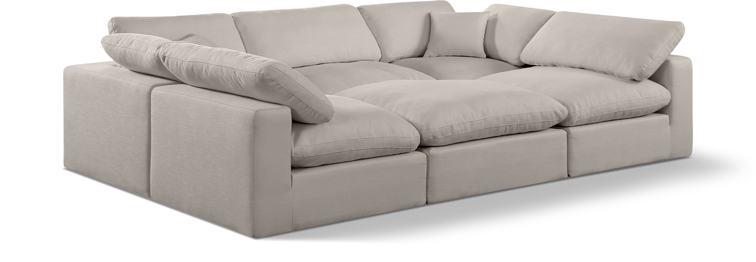 Comfy Beige Linen Textured Fabric Modular Sectional