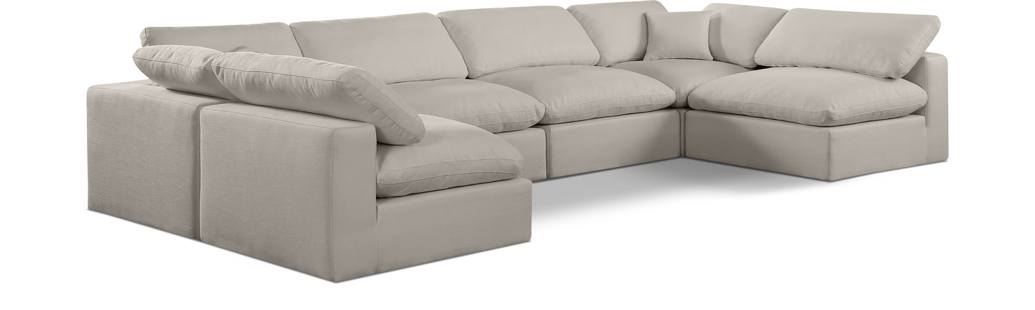 Comfy Beige Linen Textured Fabric Modular Sectional