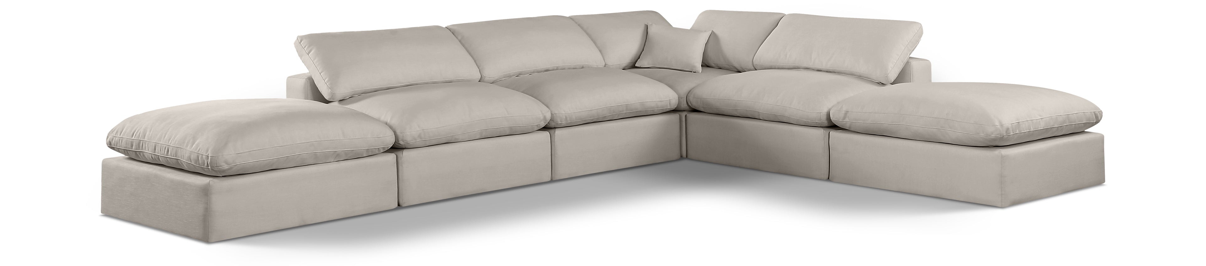 Comfy Beige Linen Textured Fabric Modular Sectional